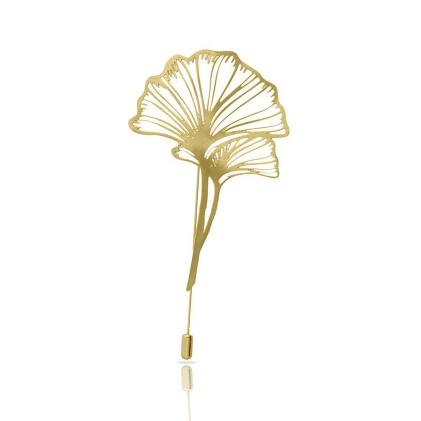 RAS Ginkgo Biloba Gold Brooch