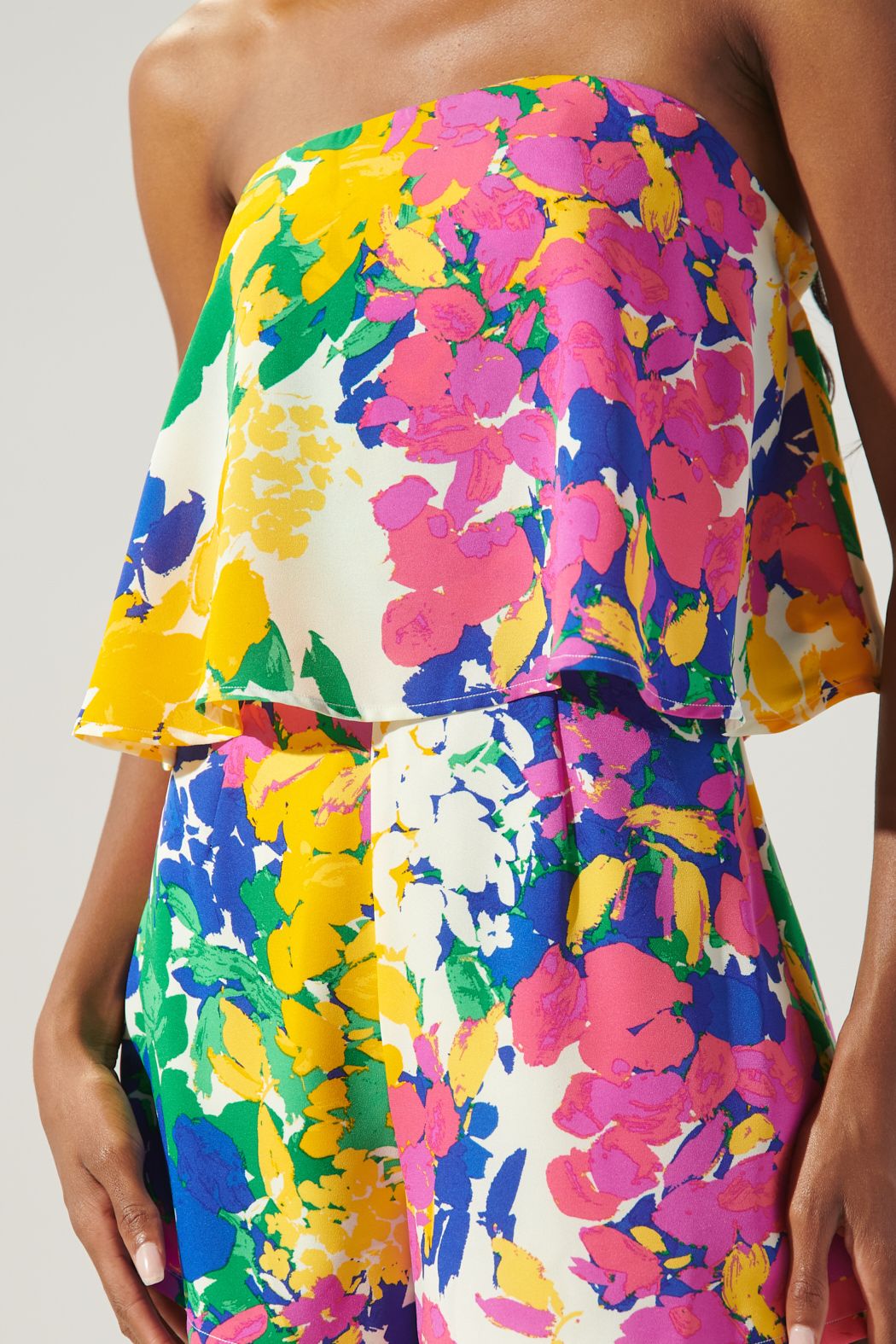 Sugarlips Gypsum Floral Strapless Romper