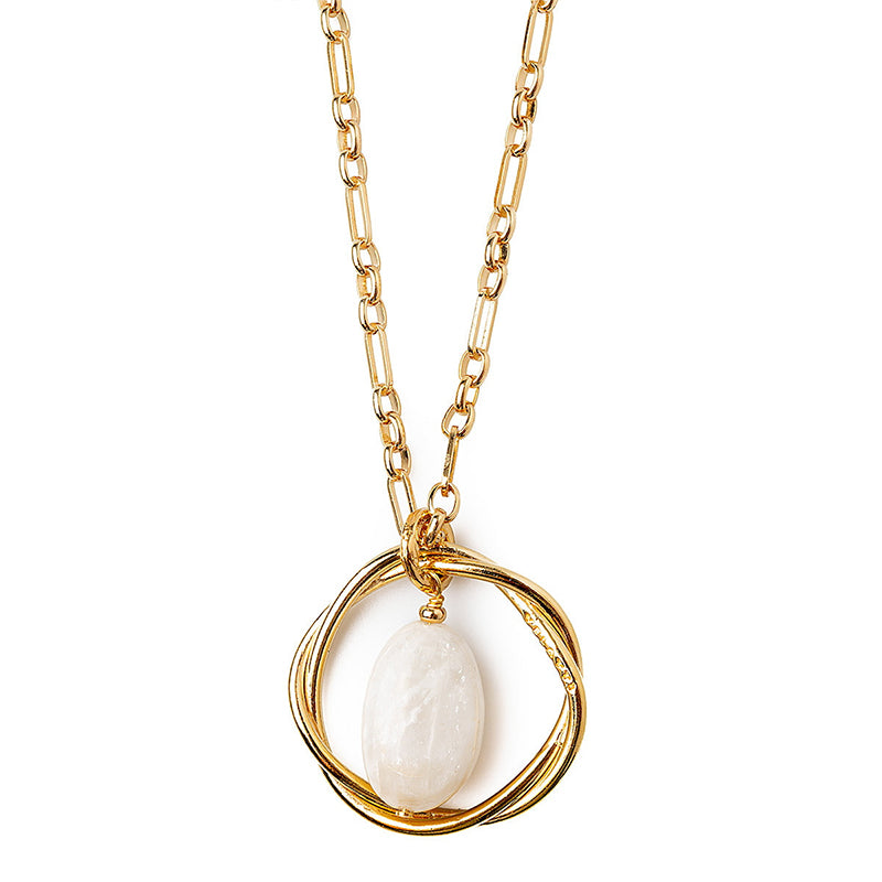 Velatti Interlaced Hoop Pendant with Gem