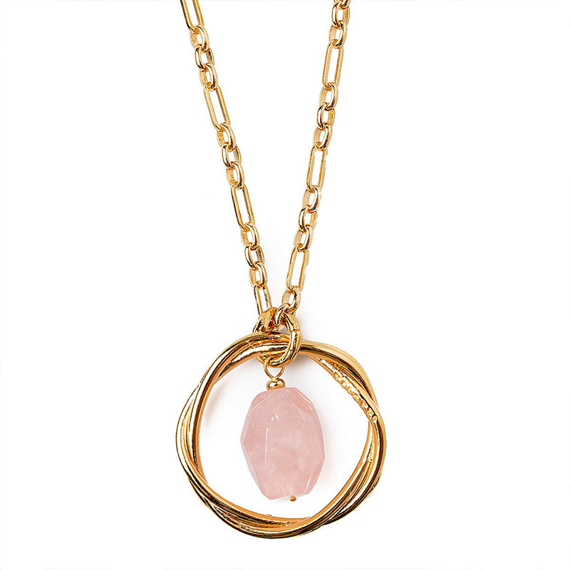 Velatti Interlaced Hoop Pendant with Gem