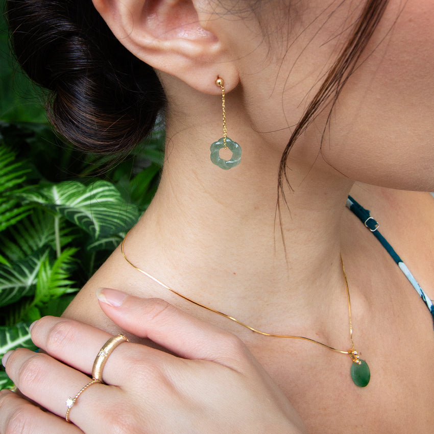 Jade Twist 18k Gold Drop Earrings