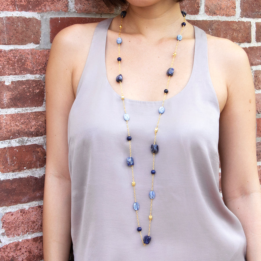 Lapis & Kyanite Long Necklace