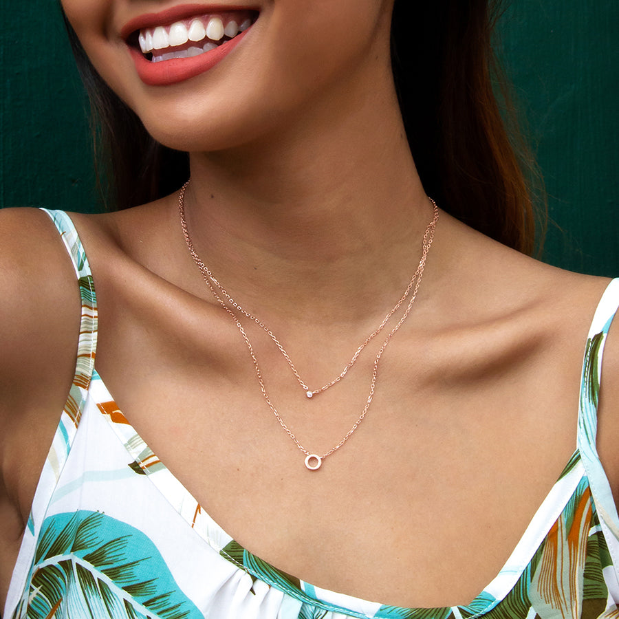 Double Layer Circle & Zircon Necklace