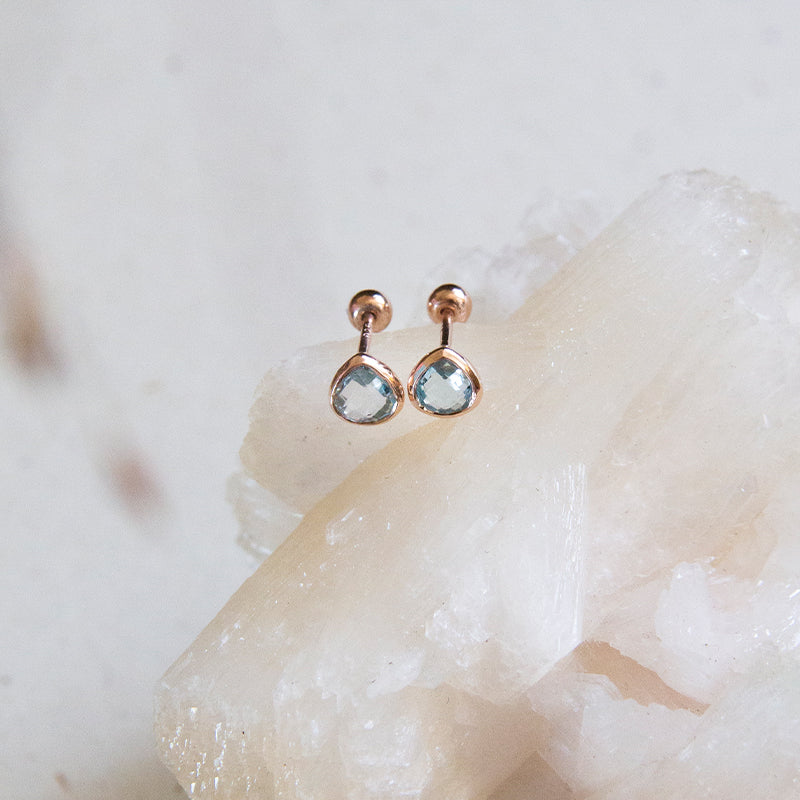 Heart Blue Topaz Studs