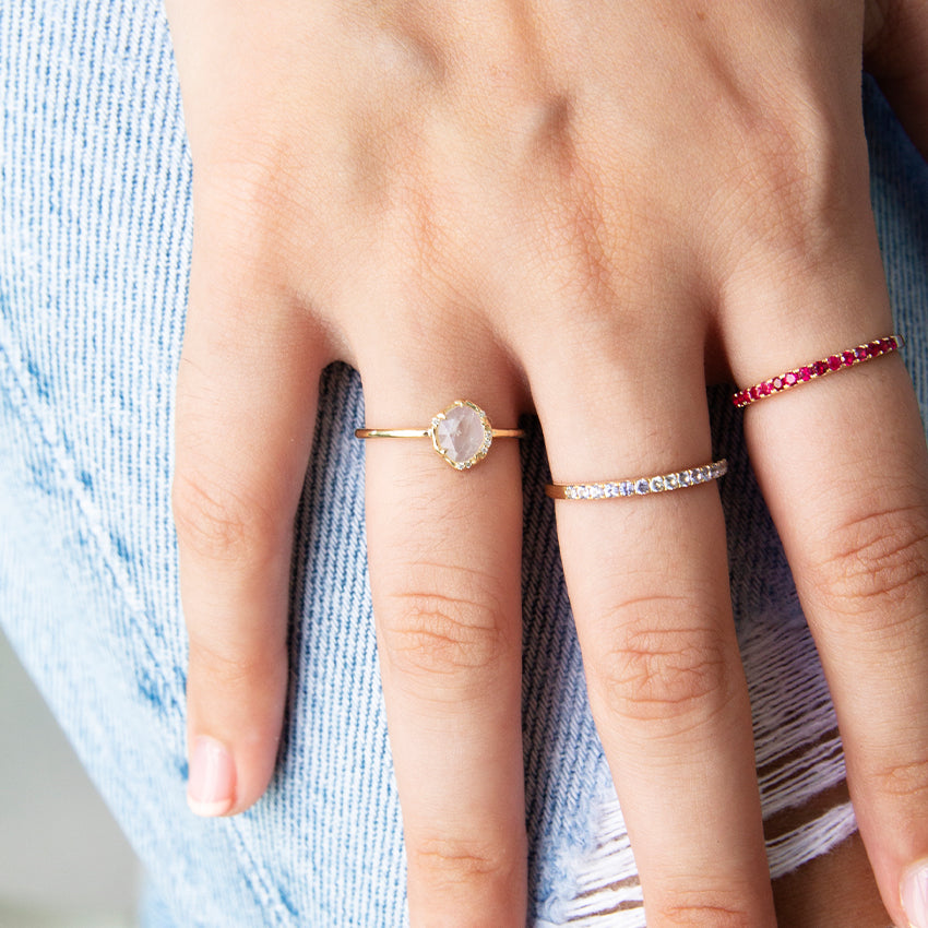 Moonstone & Diamond Ring