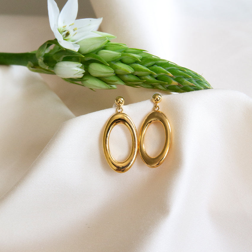 Yolanda Oval 18k Gold Drop Earrings