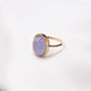 Blue Chalcedony Ring with Diamond Halo