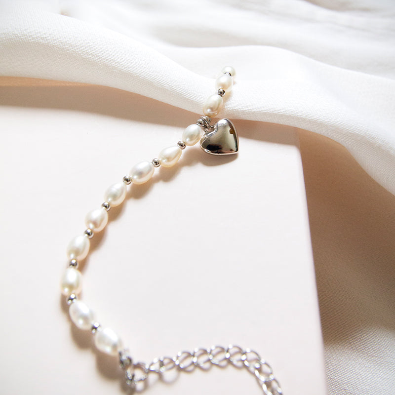 Freshwater Pearl Heart Bracelet