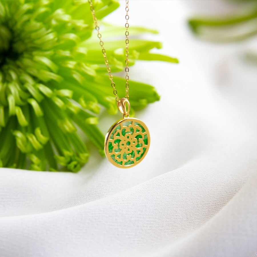 Reversible Peony Jade Necklace