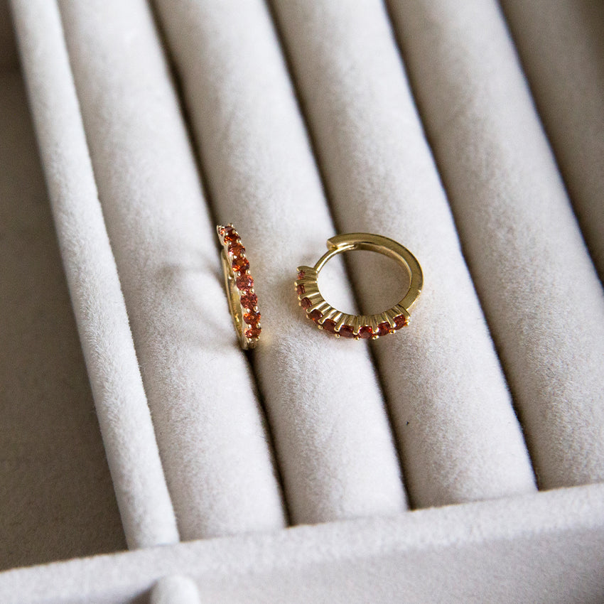 Birthstone Eternity Hoops - Garnet