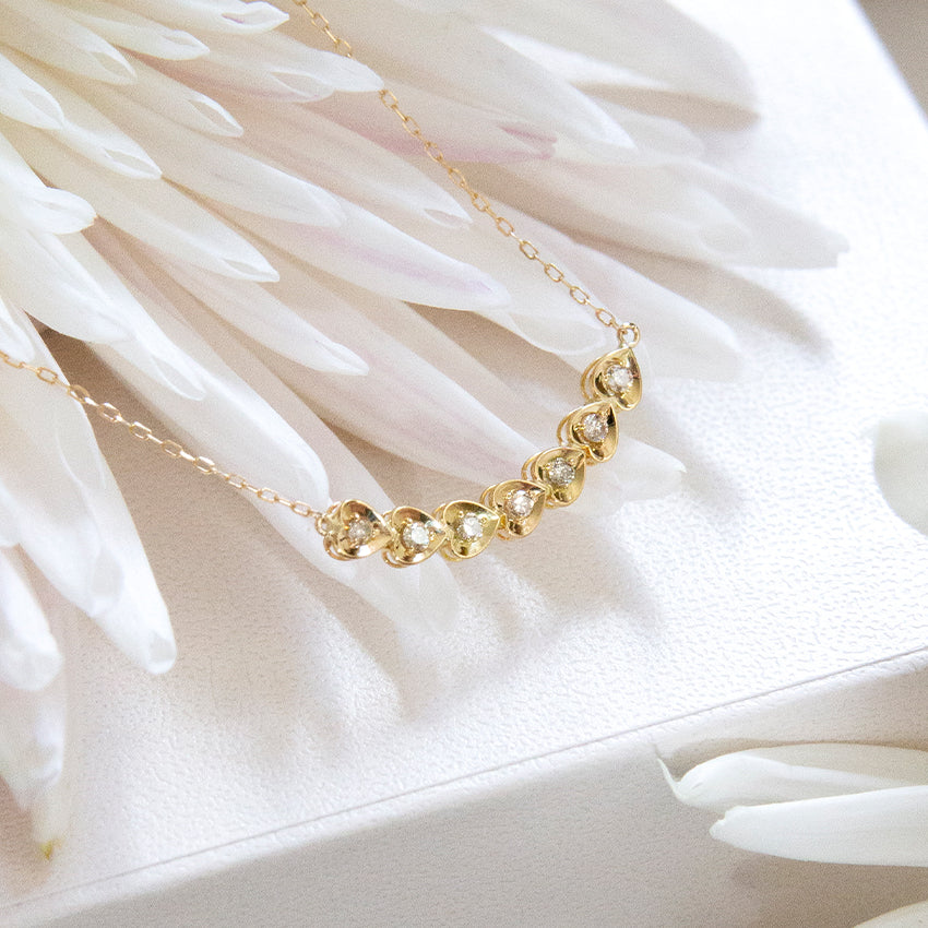 Row of Hearts Diamond Necklace