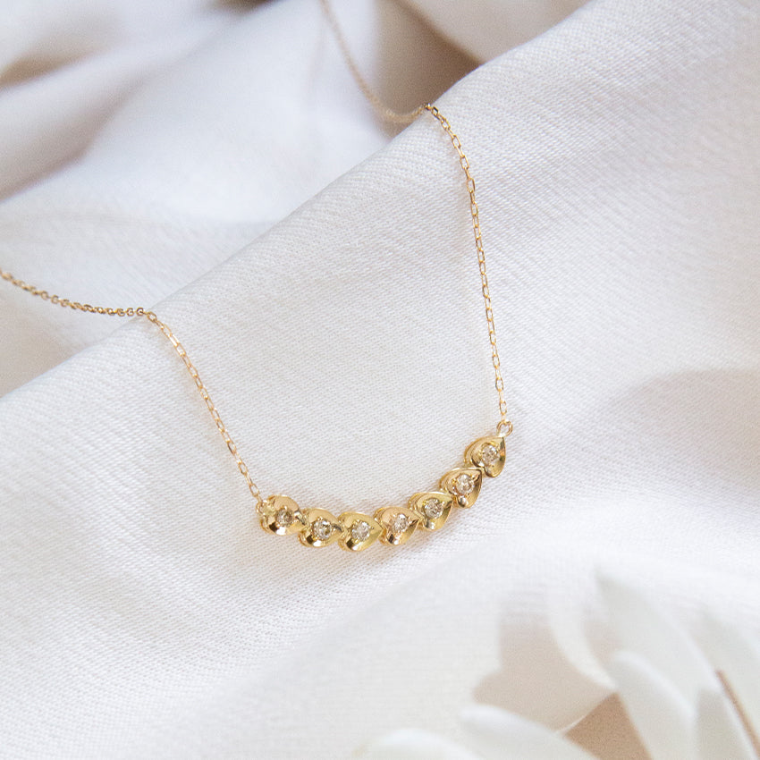 Row of Hearts Diamond Necklace