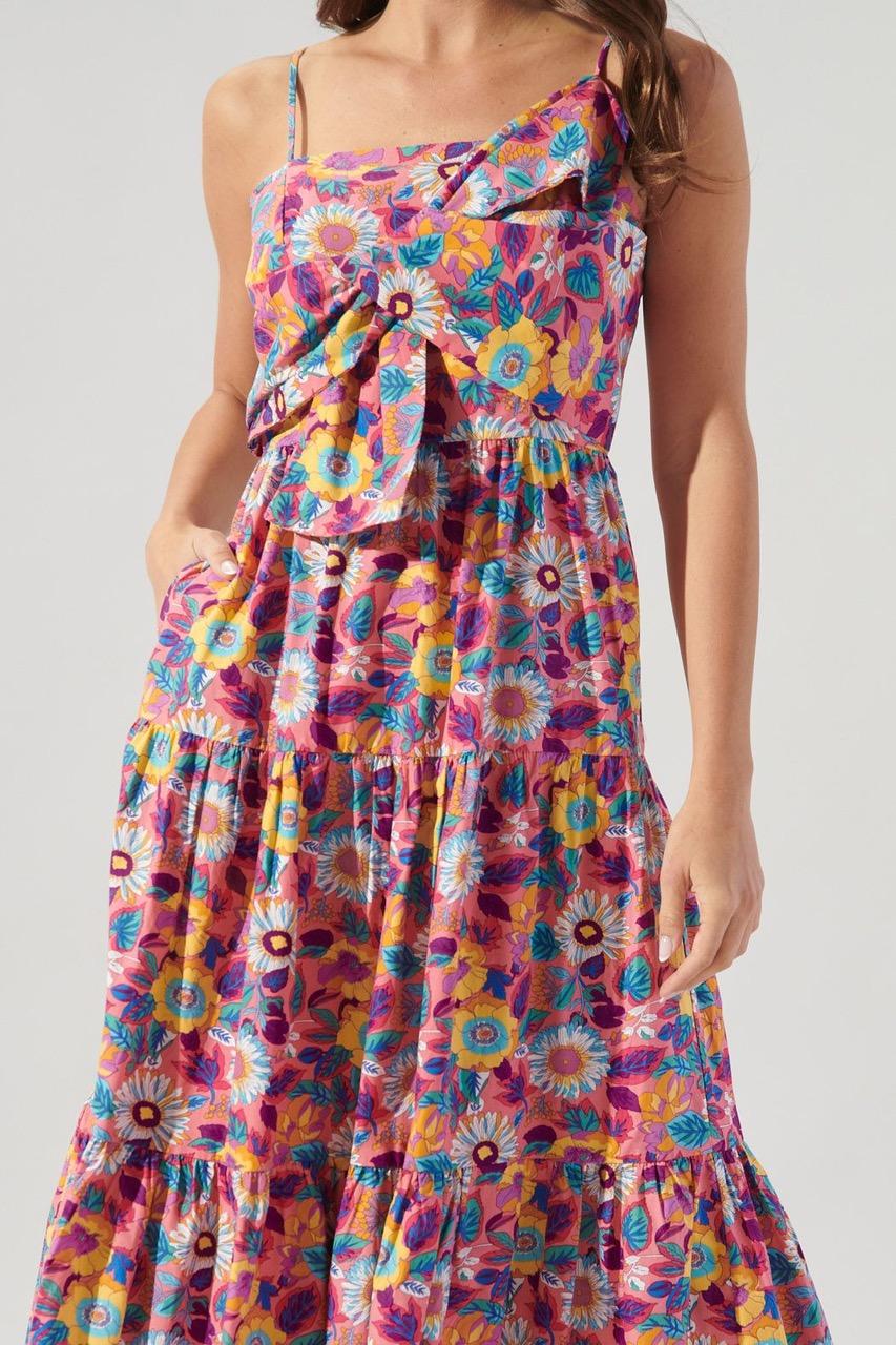 Sugarlips Zahara Floral Poplin Tie Chest Maxi Dress