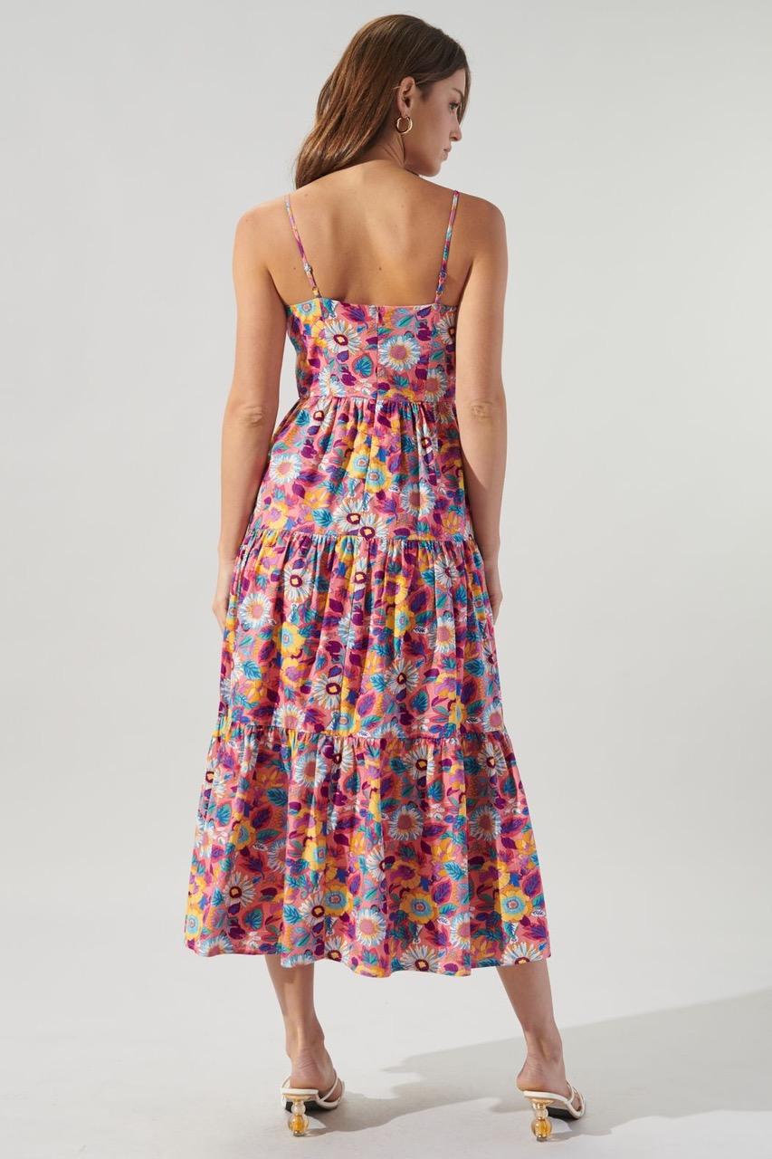 Sugarlips Zahara Floral Poplin Tie Chest Maxi Dress