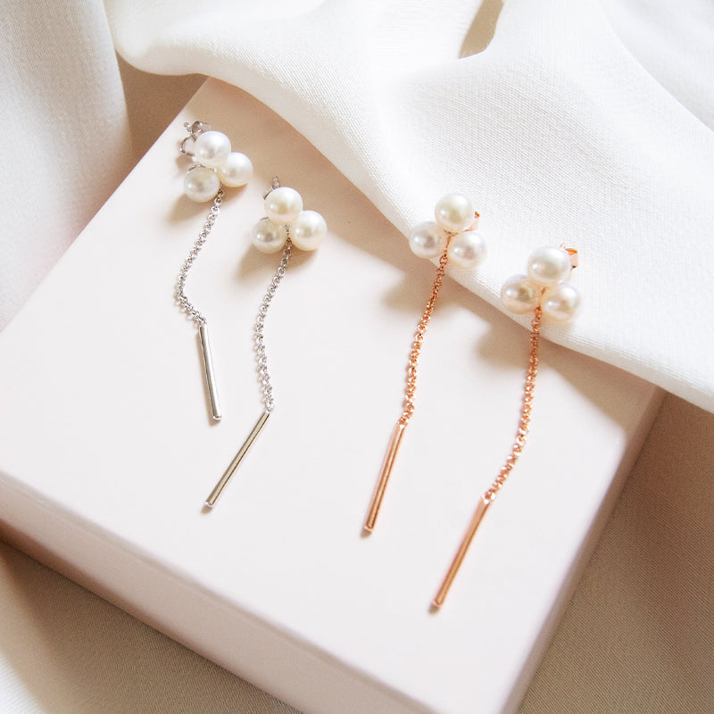 Triple Pearl Drop Earrings