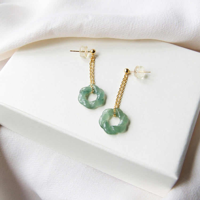 Jade Twist 18k Gold Drop Earrings