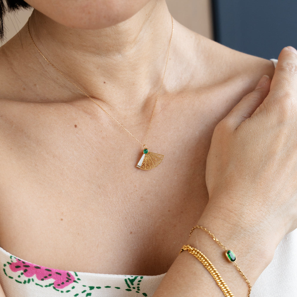 Emerald Fan Necklace