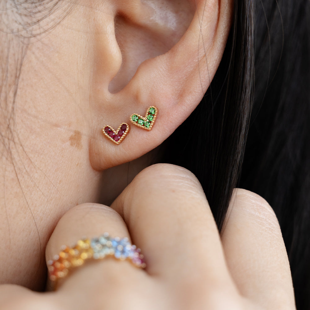 Tsavorite Heart Studs