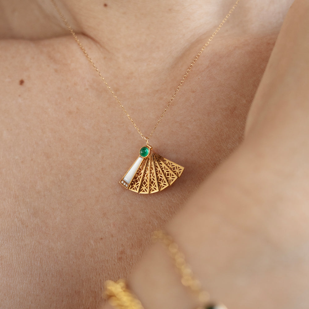 Emerald Fan Necklace