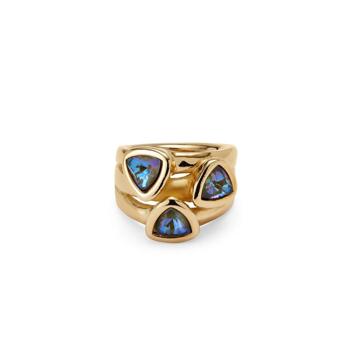 UNOde50 Triple Blue Crystal Stack Ring