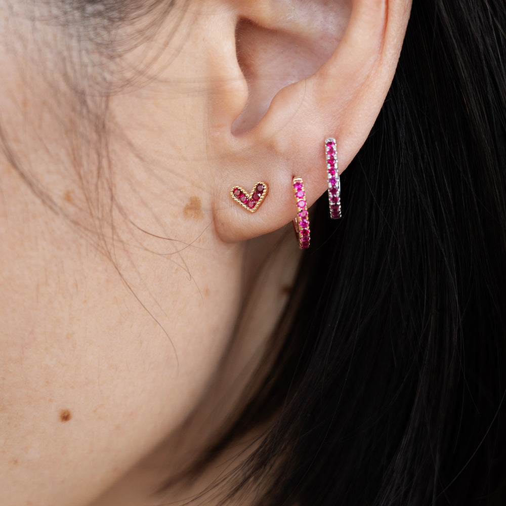 Ruby Heart Studs