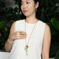 Velatti Long Chain Necklace with Multi Gemstone Drops
