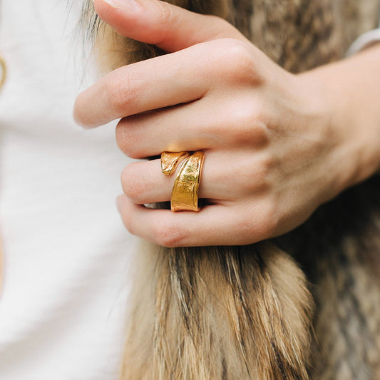 24k gold plated wrap around open ring