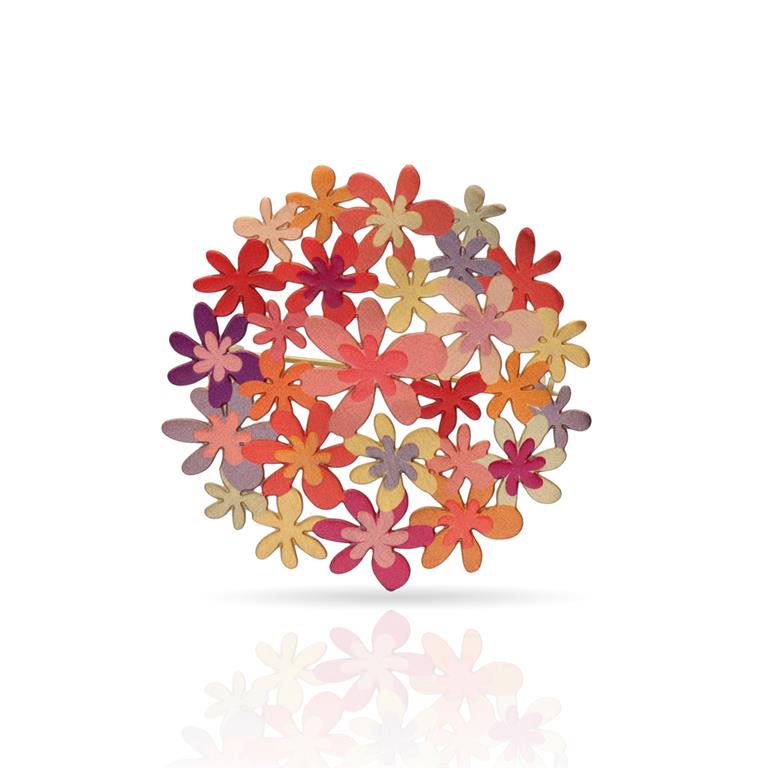 RAS Orange Bouquet Cat Pin Brooch