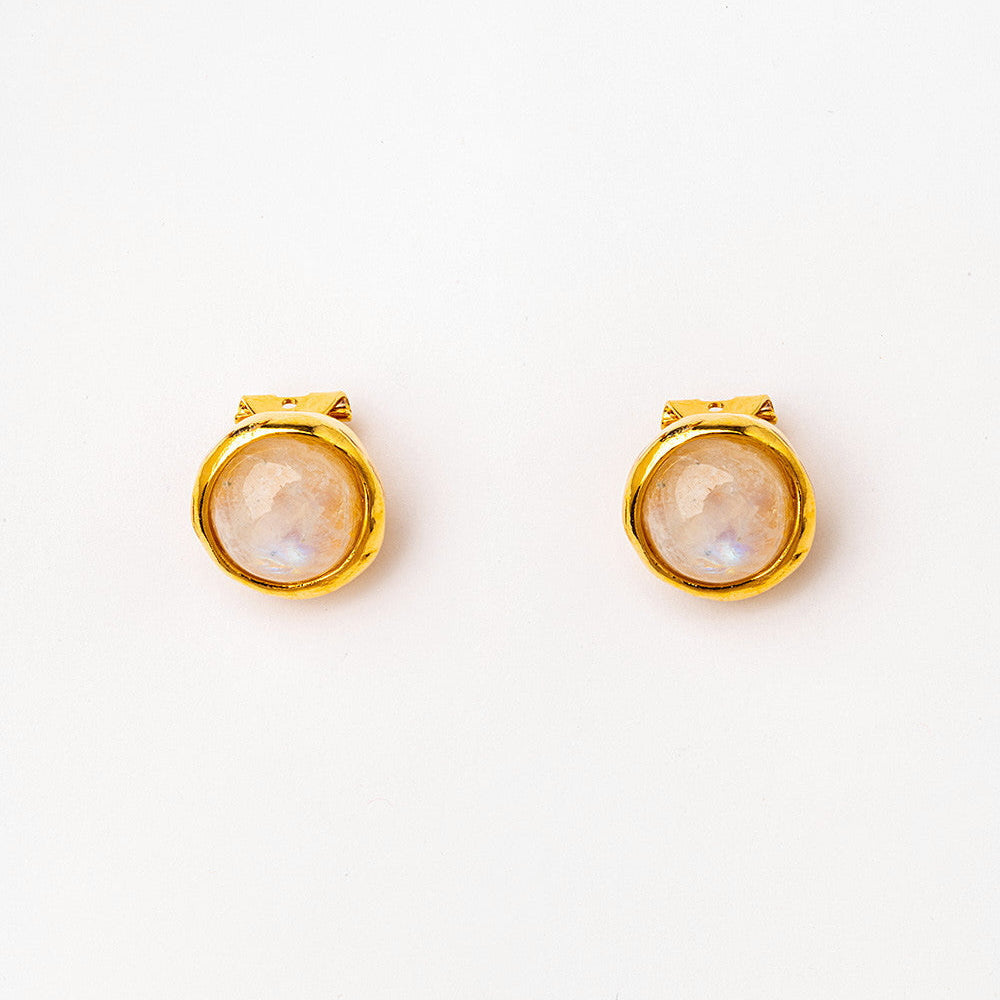 Velatti Gemstone Circle Clip Studs