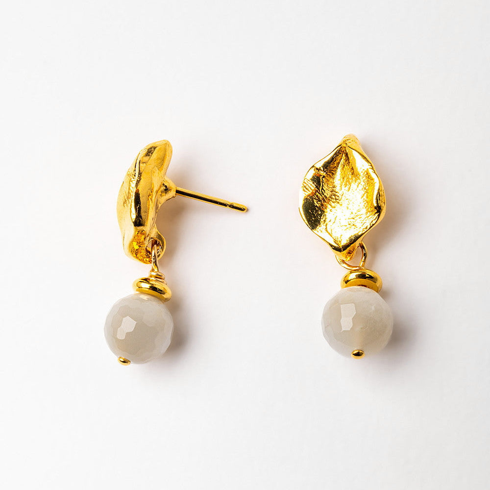 Velatti Mini Leaf Studs with Gem Drop
