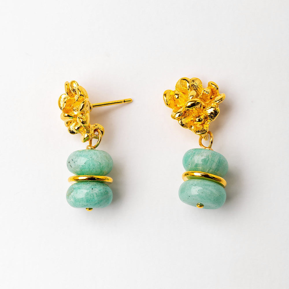 Velatti Flower Studs with Stacked Gems