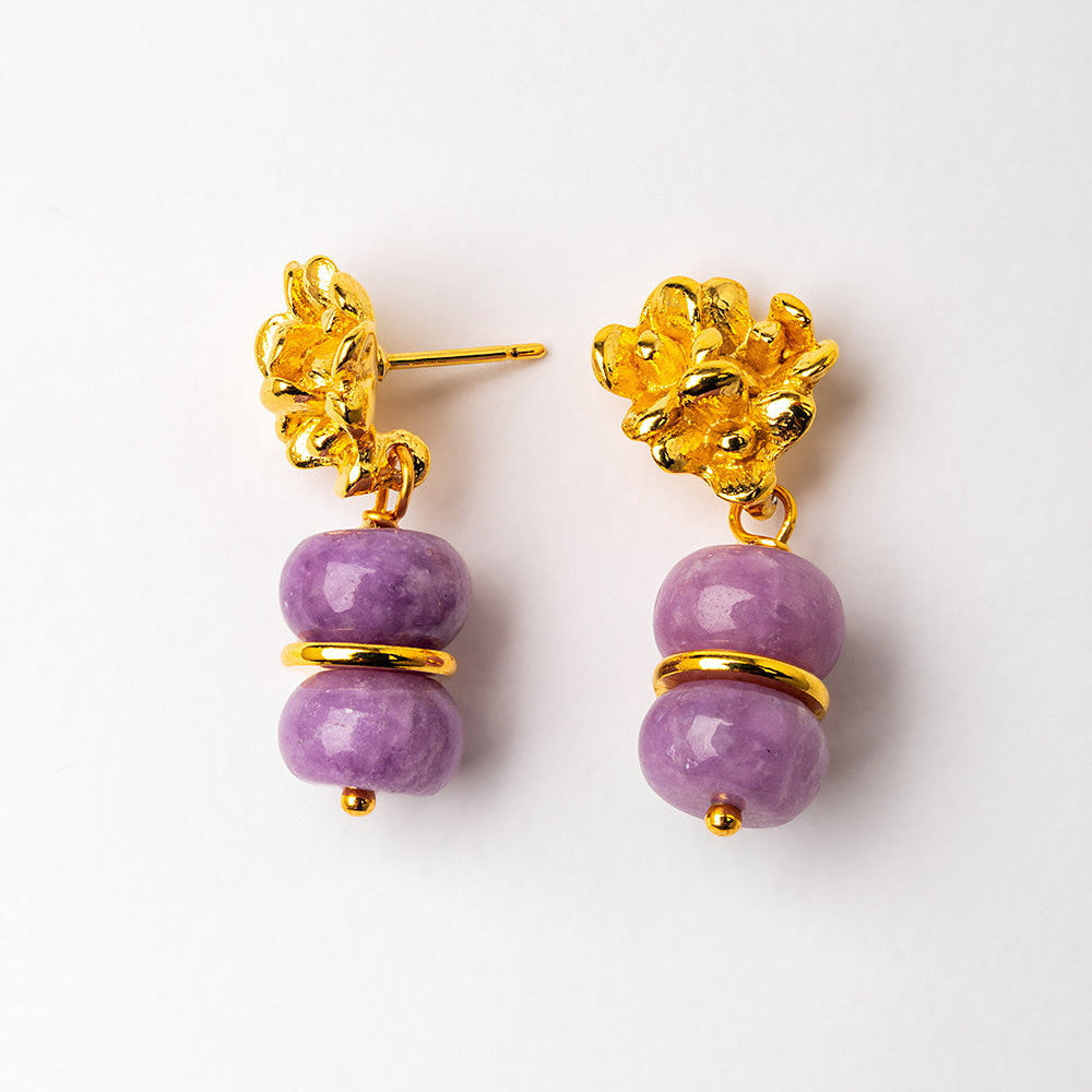 Velatti Flower Studs with Stacked Gems