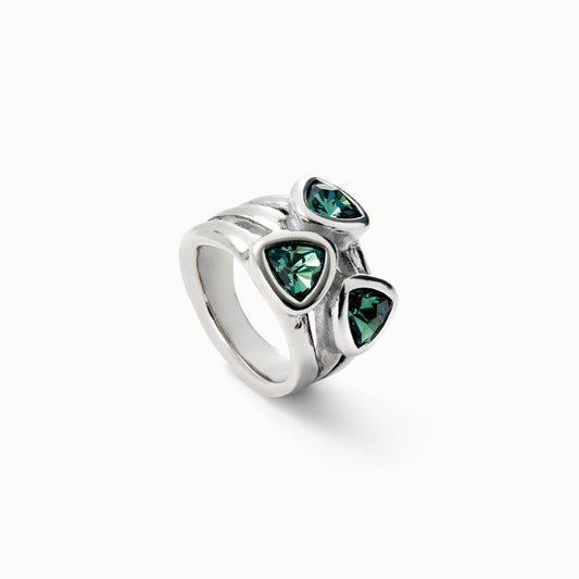 UNOde50 Triple Green Crystal Stack Ring