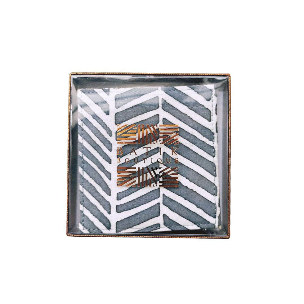 Batik Boutique Batik Reversible Coaster Set - Grey Banana Leaf
