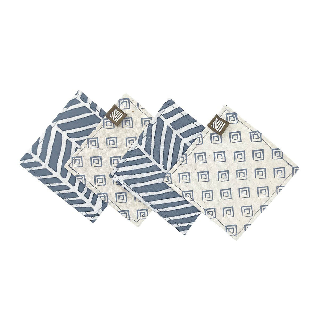 Batik Boutique Batik Reversible Coaster Set - Grey Banana Leaf