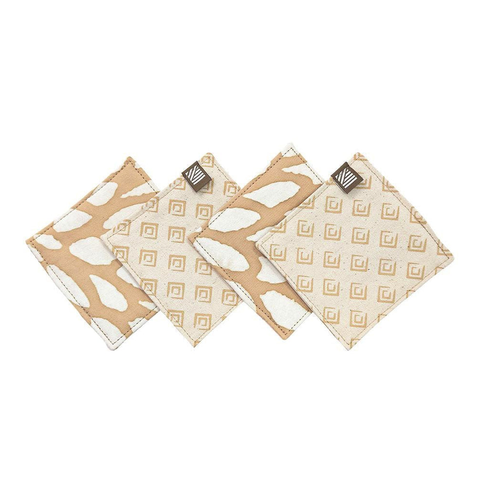 Batik Boutique Batik Reversible Coaster Set - Tan Bunga
