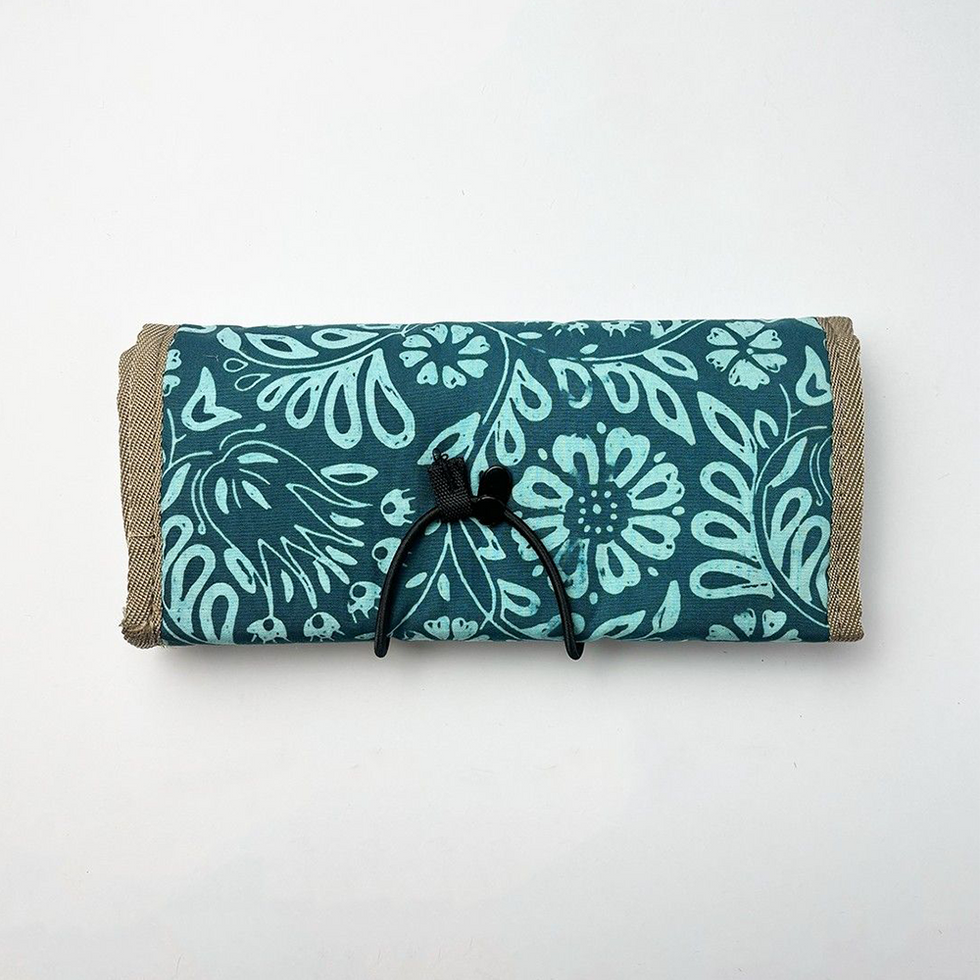 Batik Boutique Batik Roll-Up Travel Pouch - Teal Ukir
