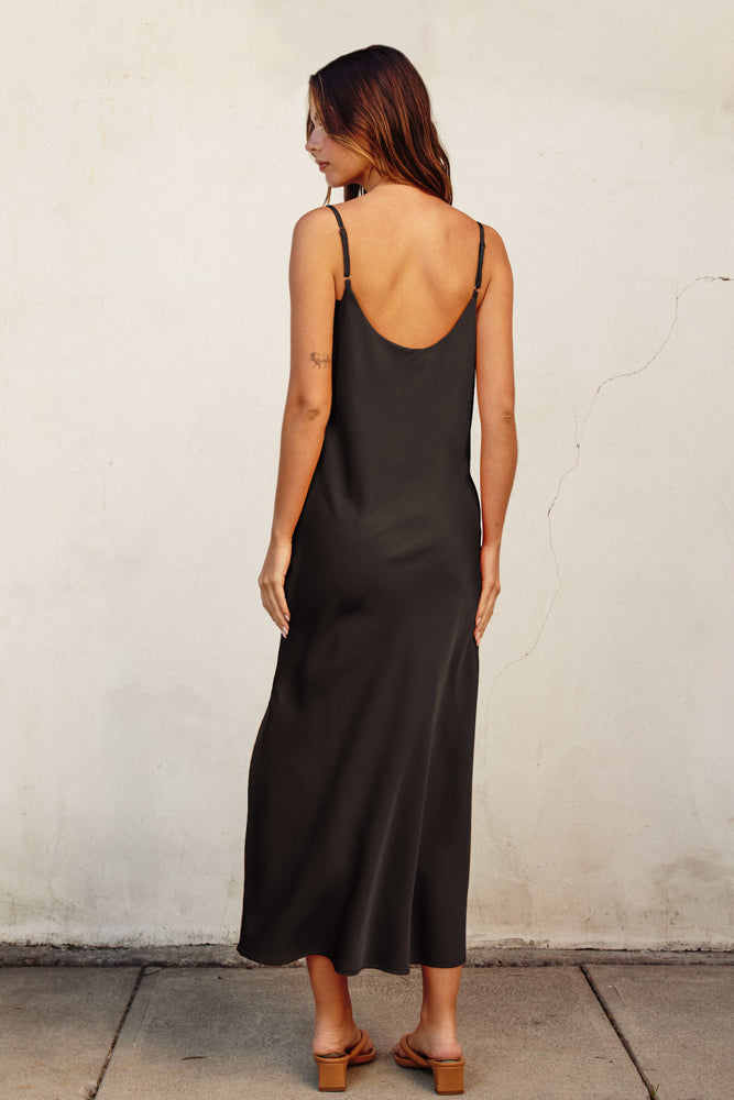 Dress Forum Going Out Cowl Neck Slip Dress- Black