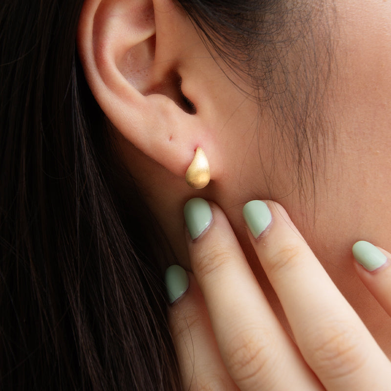 Brushed Matte Teardrop Studs