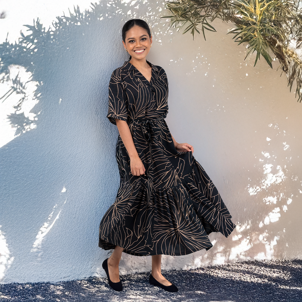 Batik Boutique Button Up Dress - Onyx Palma