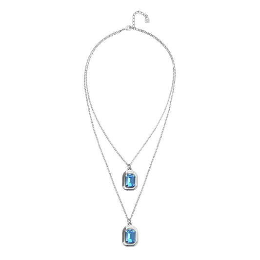 UNOde50 Nucleo Double Necklace with Faceted Crystals