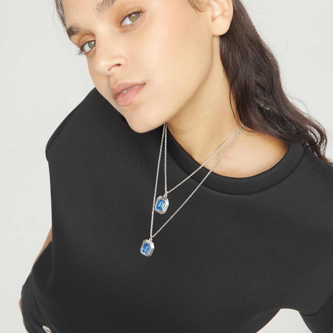 UNOde50 Nucleo Double Necklace with Faceted Crystals