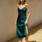 Dress Forum Going Out Cowl Neck Slip Dress- Dark Green