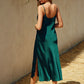 Dress Forum Going Out Cowl Neck Slip Dress- Dark Green