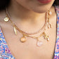 Velatti Double Layer Necklace with Rose Quartz