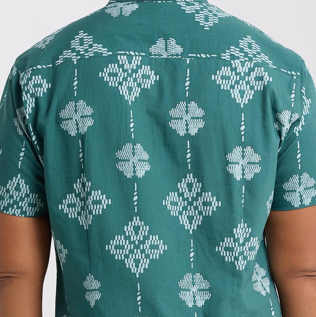 Batik Boutique Men's Batik Shirt - Emerald Songket