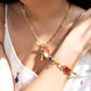 Velatti Front Clasp Gemstone Necklace with Coral, Turquoise & Pearl