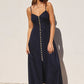 Dress Forum Heaven Sent Button Front Midi Dress- Navy