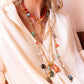 Velatti Long Chain Necklace with Multi Gemstone Drops