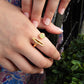 Velatti Leaf & Gemstone Ring